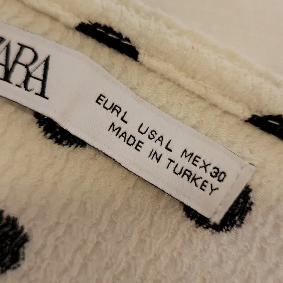 Zara Polka Dot Black & White Keyhole Crop Blouse Size L - Picture 7 of 10